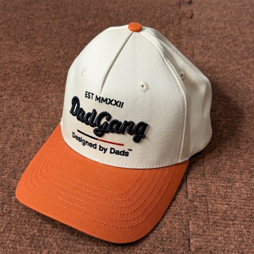 A+ Dad Gang Snapback Hat Cream Orange Two Tone Embroidered Baseball Cap IYKYK